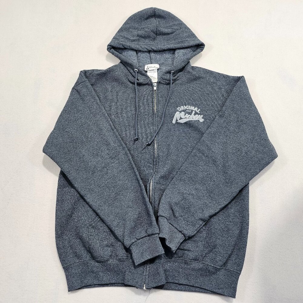 Disney Parks Jacket Unisex L Gray Hooded Mickey Mouse 28 Full Zip